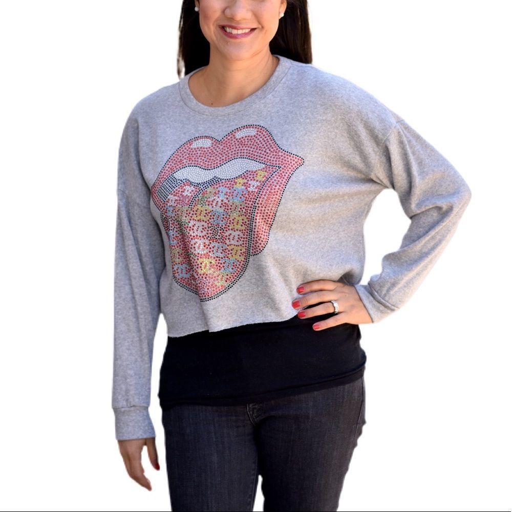 Crewneck Sweatshirt W/ Multicolor Rolling Stones